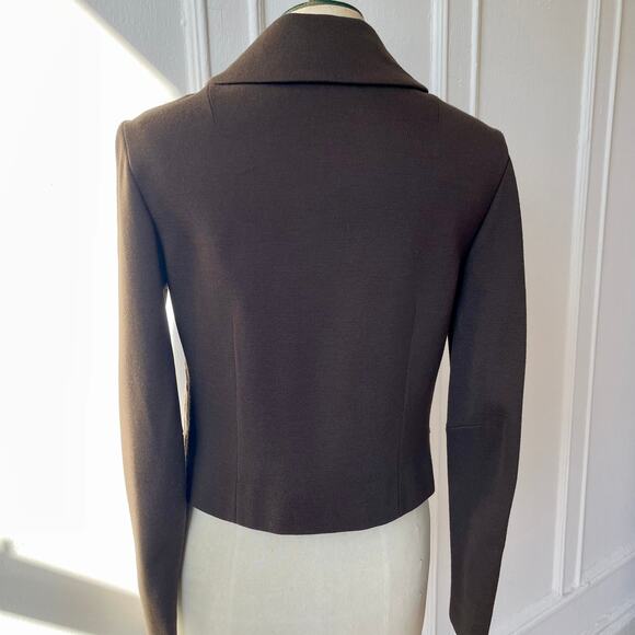 Mod  60s / 70s Double Knit Animal Print Velveteen Vintage Crop Jacket Big Collar - Picture 4 of 13